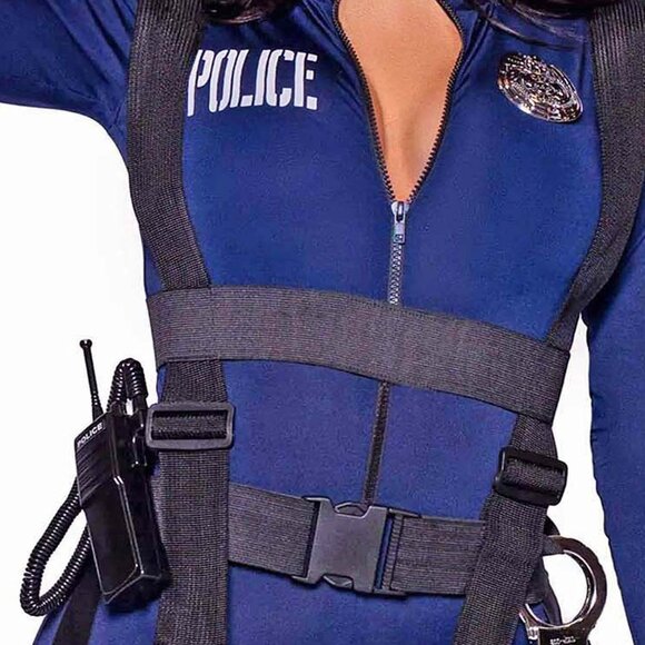 Hottie Cop Costume 3x/4x Women Plus Size Blue Halloween Roleplay Cosplay Uniform - Picture 9 of 11